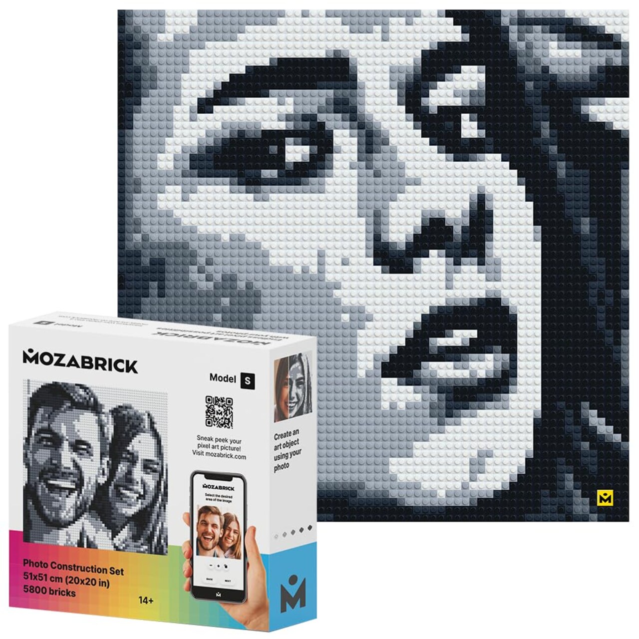 MOZABRICK Photo Construction Set Model S - Transform Any Picture into a Mosaic Wall Art Using Our Constructor and Web App. Infinite Pixel Art Possibilities Using Your Photos!